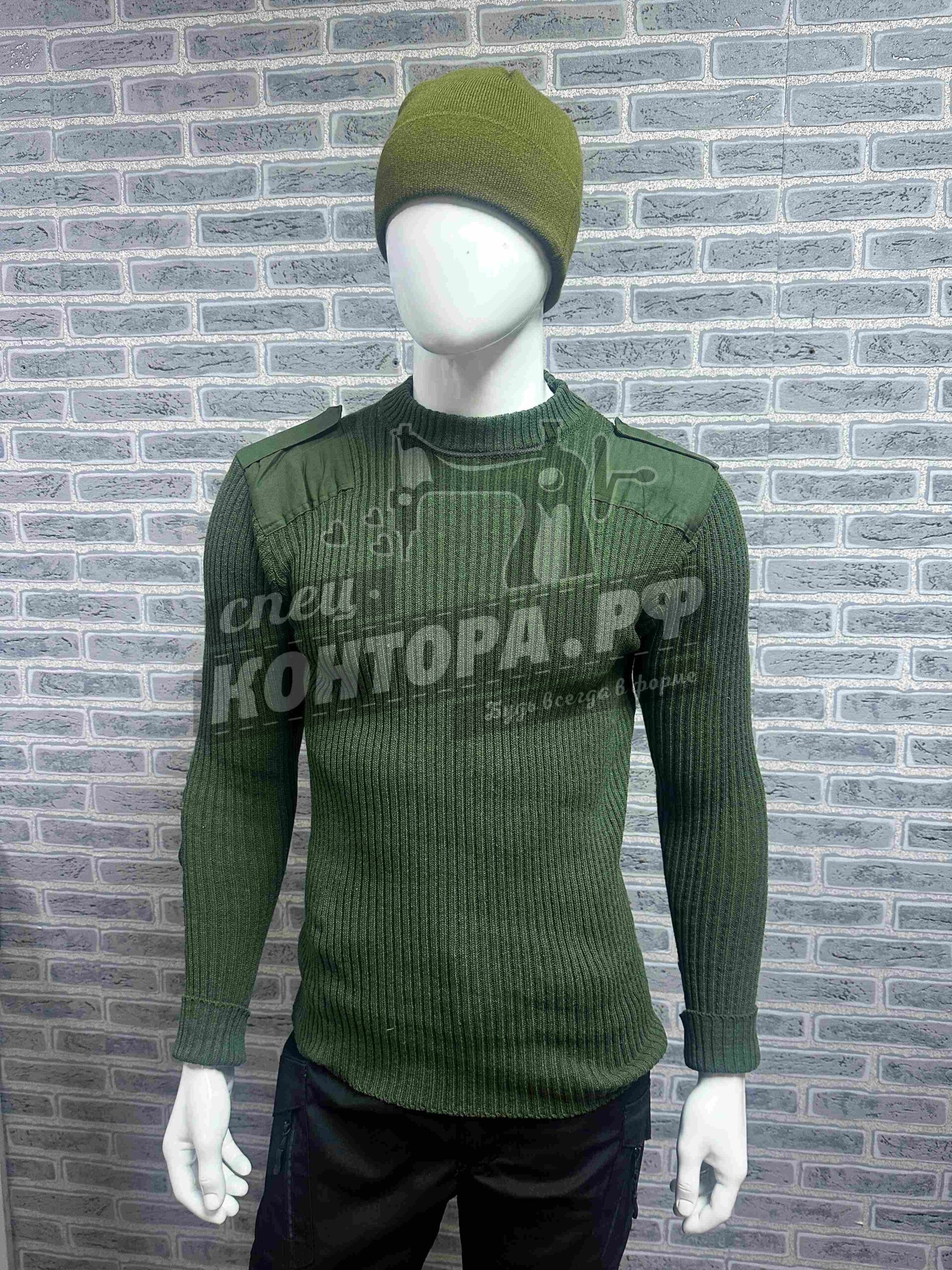 Свитер с погонами олива р.52