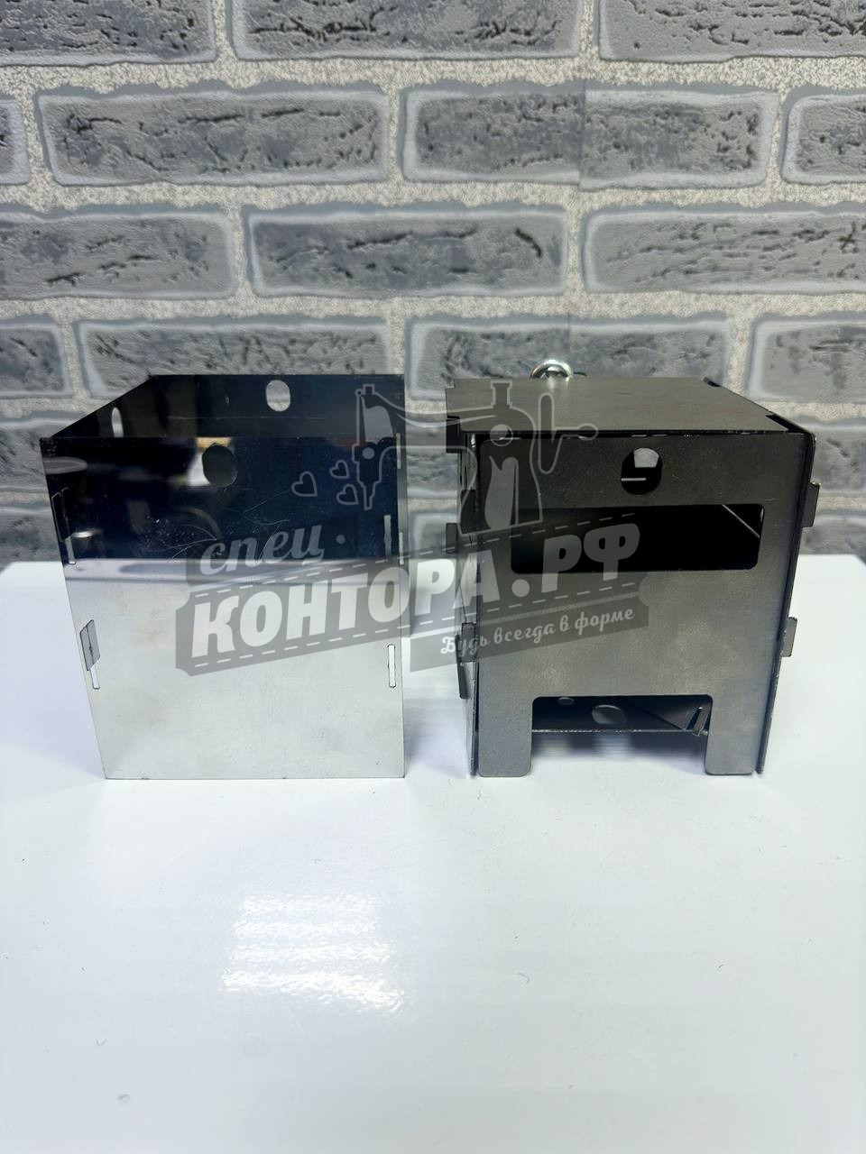 Печка щепочница с зеркалом,карабином d6