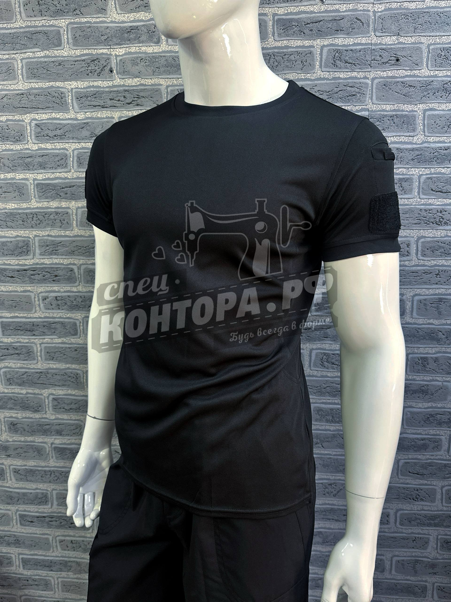 356926892479 Футболка чёрная с карманом на рук. р.56 — изображение 1
