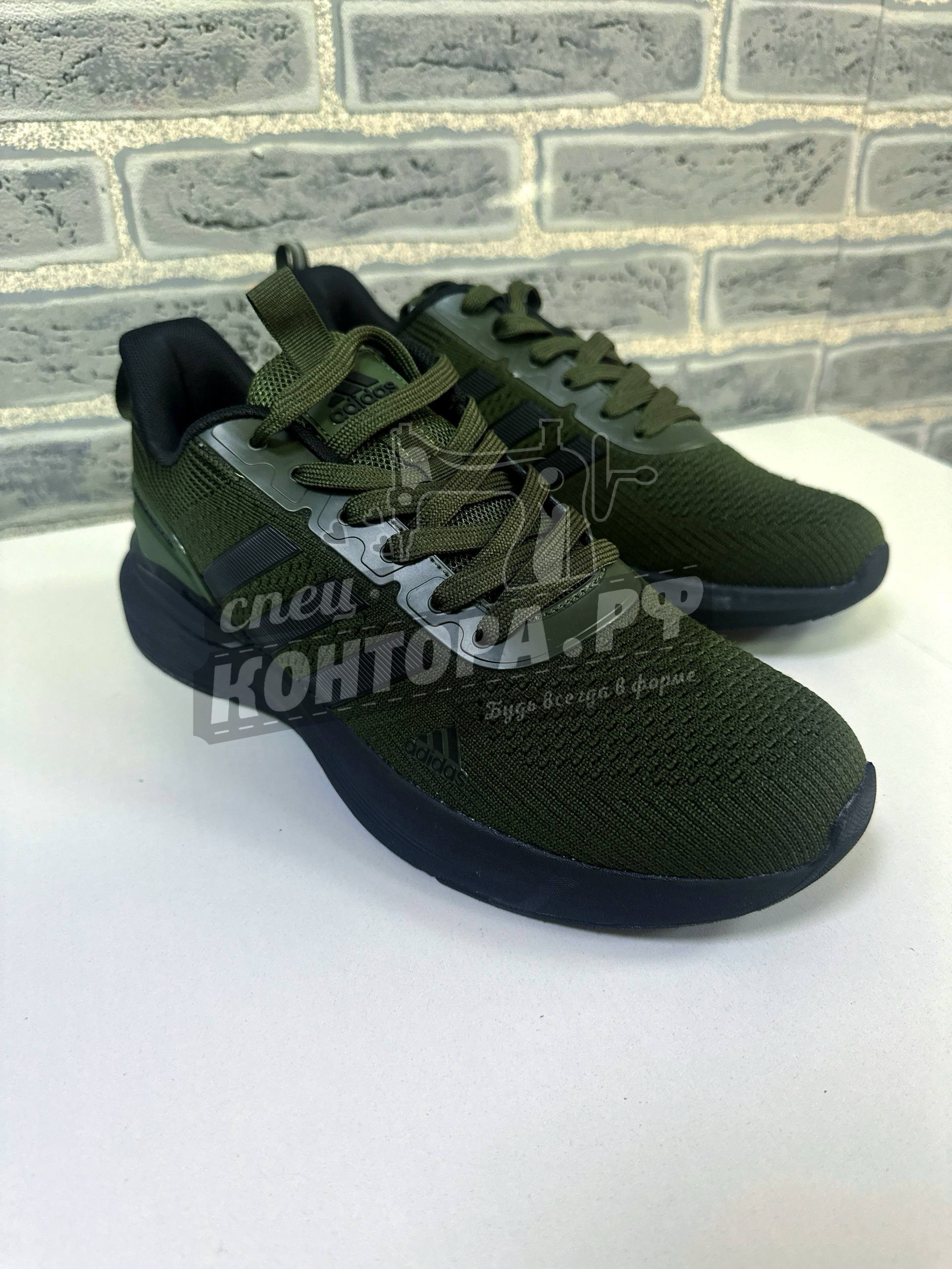 778876077192 Кроссовки реп. Adidas олива р.42 (чёрн. полоска) — изображение 1