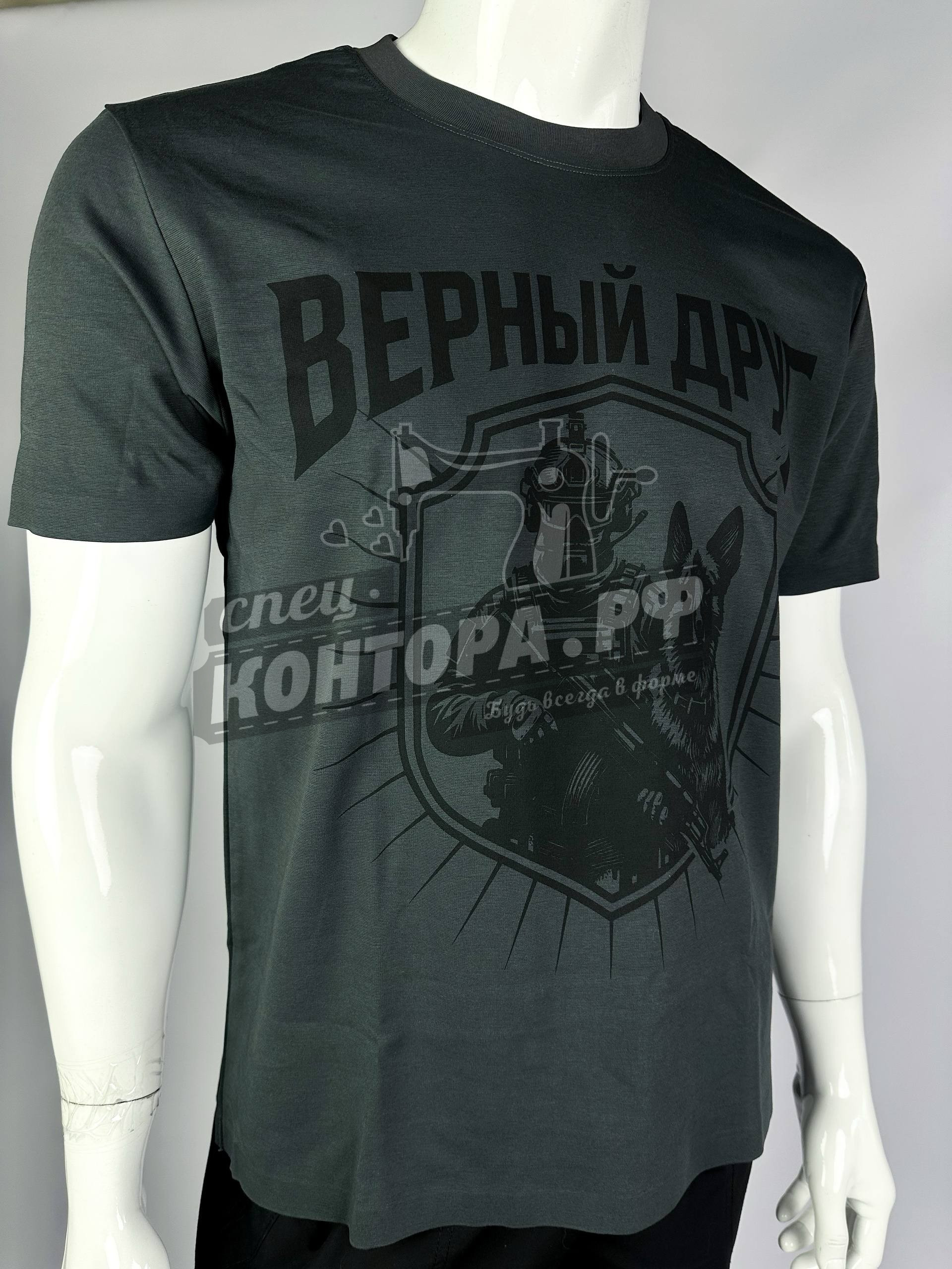 580689822761 Футболка "Верный друг" серый р.2XL — изображение 1